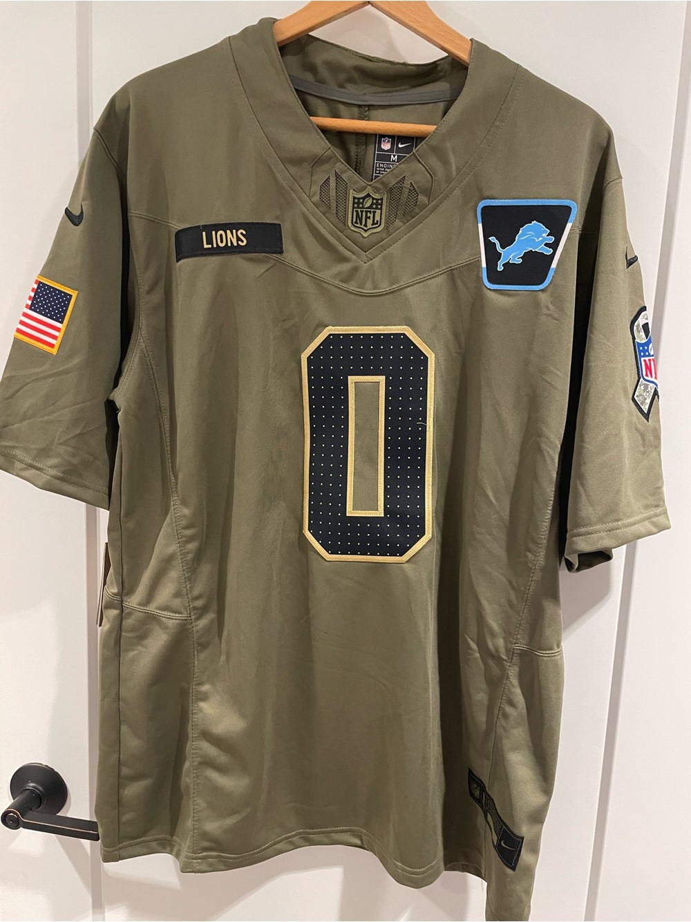 SALUTE TO SERVICE NIKE JERSEY 
DETROIT LIONS GIBBS #0 
MENS MEDIUM NWT